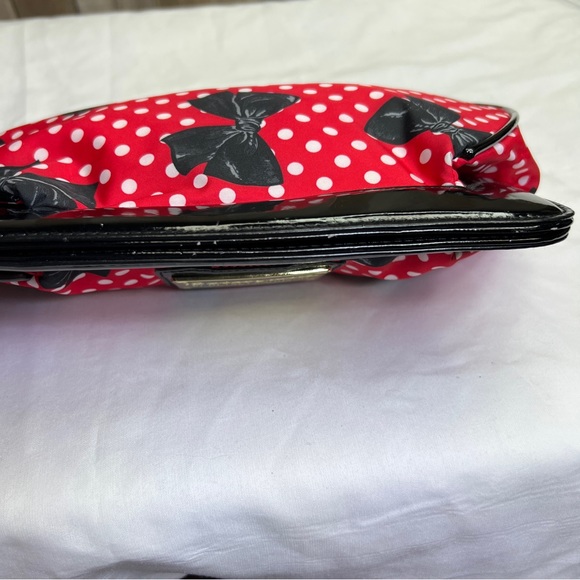 Betseyville By Betsey Johnson Red with White Polkadots and Black Bows Clutch - Picture 7 of 15